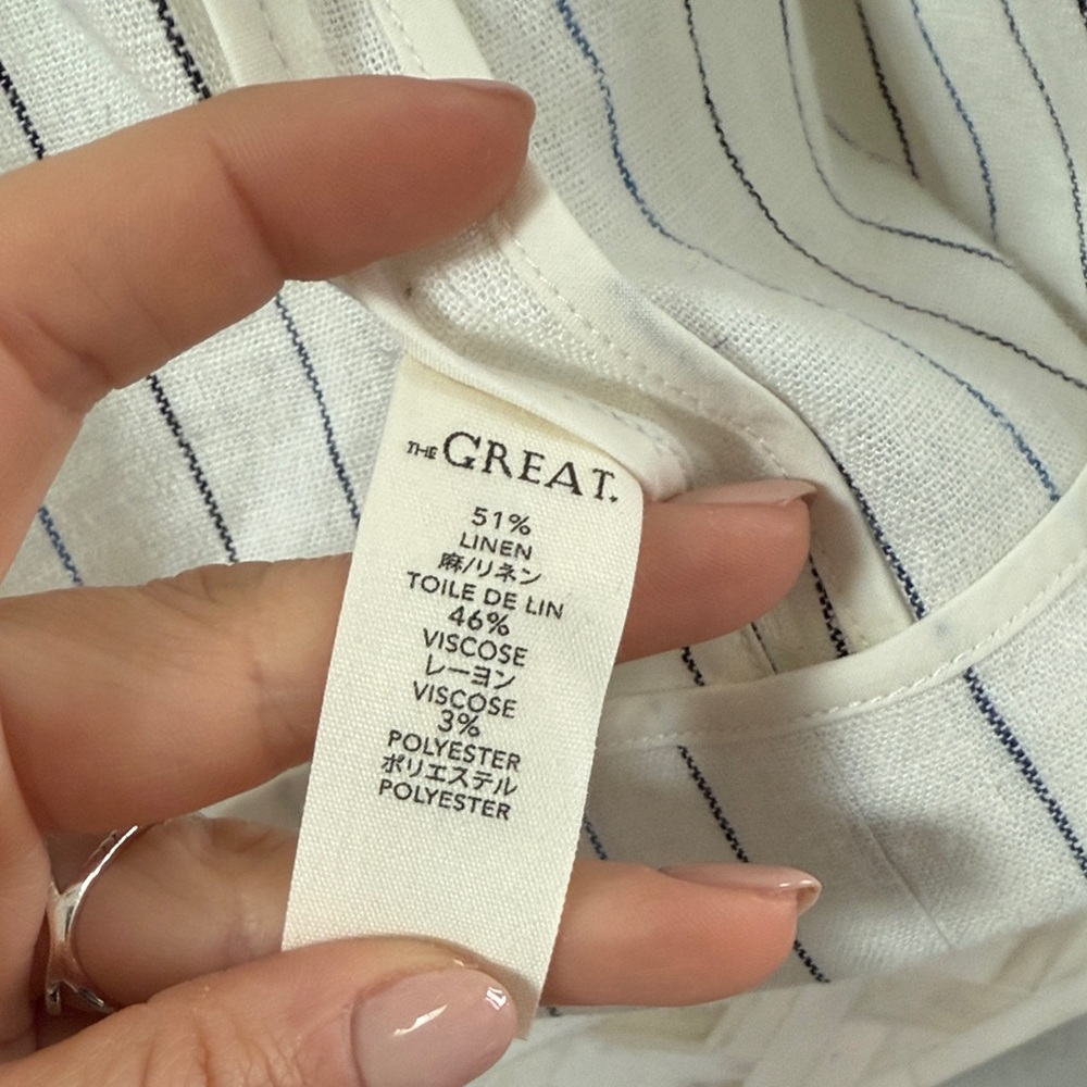 THE GREAT. Cream Striped Blazer - Picture 7 of 8